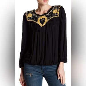 Free People Begonia Black Embroidered  size S sku 517